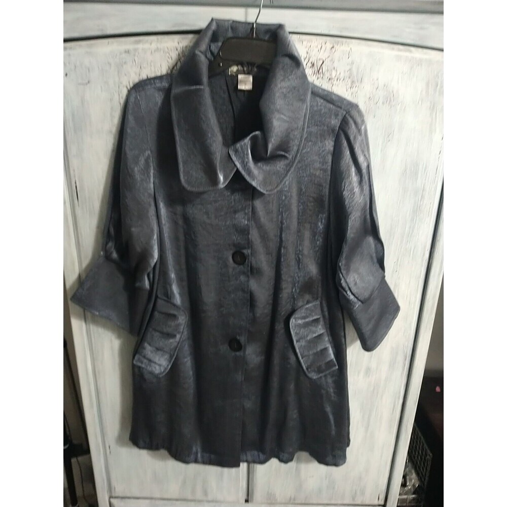 Damee Ruffled 3/4 Sleeve Jacket Blue Boho Vintage Y2K Classy Blue Medium